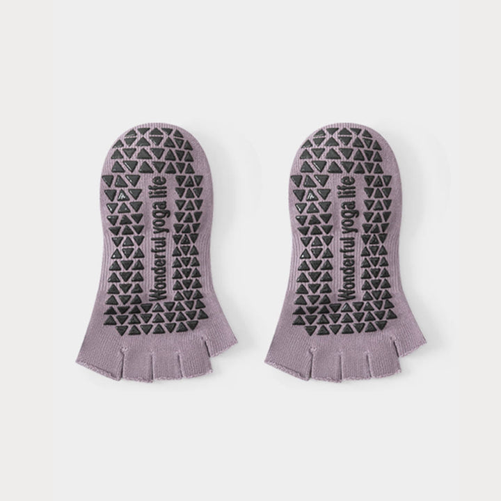 Olivenorma Open-Back Five-Toe Wrap Strap Anti-Slip Breathable Cotton Workout Grip Women's Yoga Socks - Purple - 10 Pairs - image 9