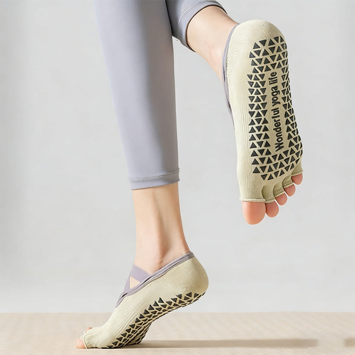 Olivenorma Open-Back Five-Toe Wrap Strap Anti-Slip Breathable Cotton Workout Grip Women's Yoga Socks - image 2