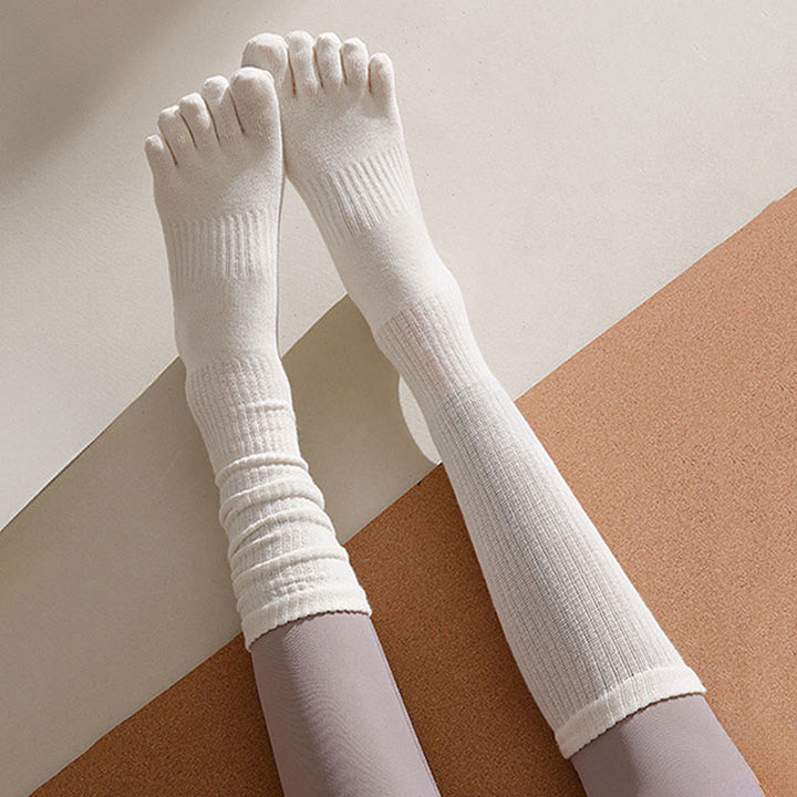 Olivenorma Mid-Calf Five-Toe Breathable Cotton Anti-Slip Grip Hygienic Comfort Women's Yoga Socks - image 6