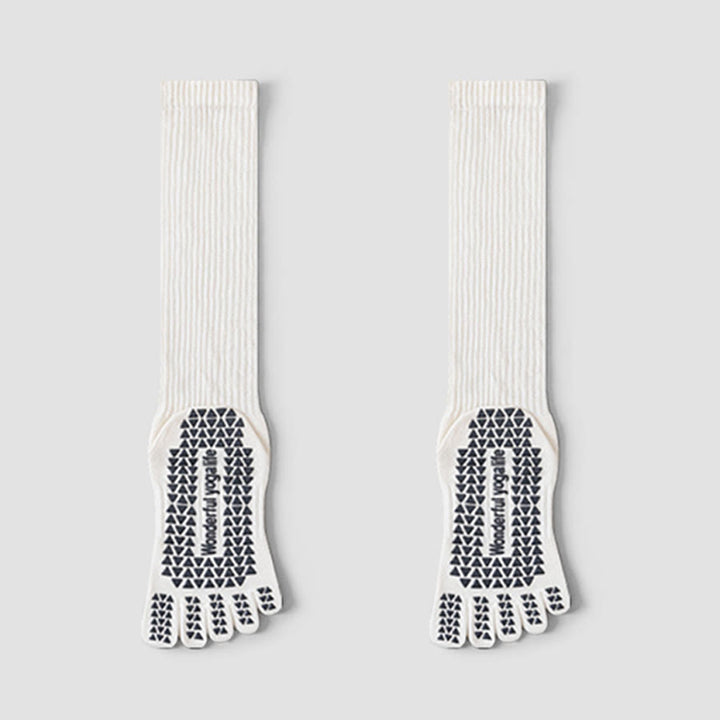 Olivenorma Mid-Calf Five-Toe Breathable Cotton Anti-Slip Grip Hygienic Comfort Women's Yoga Socks - White - 10 Pairs - image 4