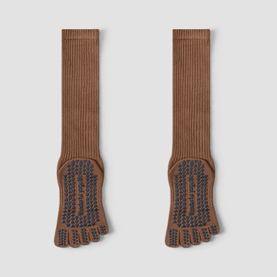 Olivenorma Mid-Calf Five-Toe Breathable Cotton Anti-Slip Grip Hygienic Comfort Women's Yoga Socks - image 1