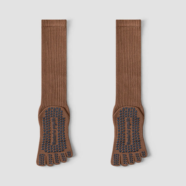 Olivenorma Mid-Calf Five-Toe Breathable Cotton Anti-Slip Grip Hygienic Comfort Women's Yoga Socks - image 1