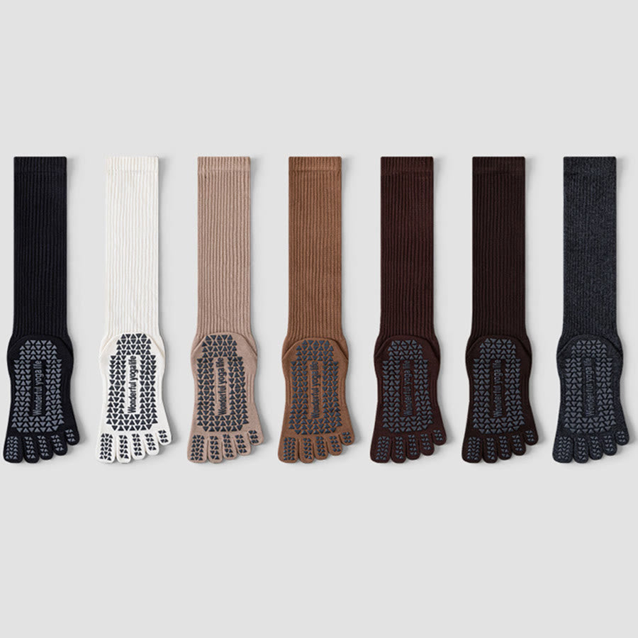 Olivenorma Mid-Calf Five-Toe Breathable Cotton Anti-Slip Grip Hygienic Comfort Women's Yoga Socks - image 13
