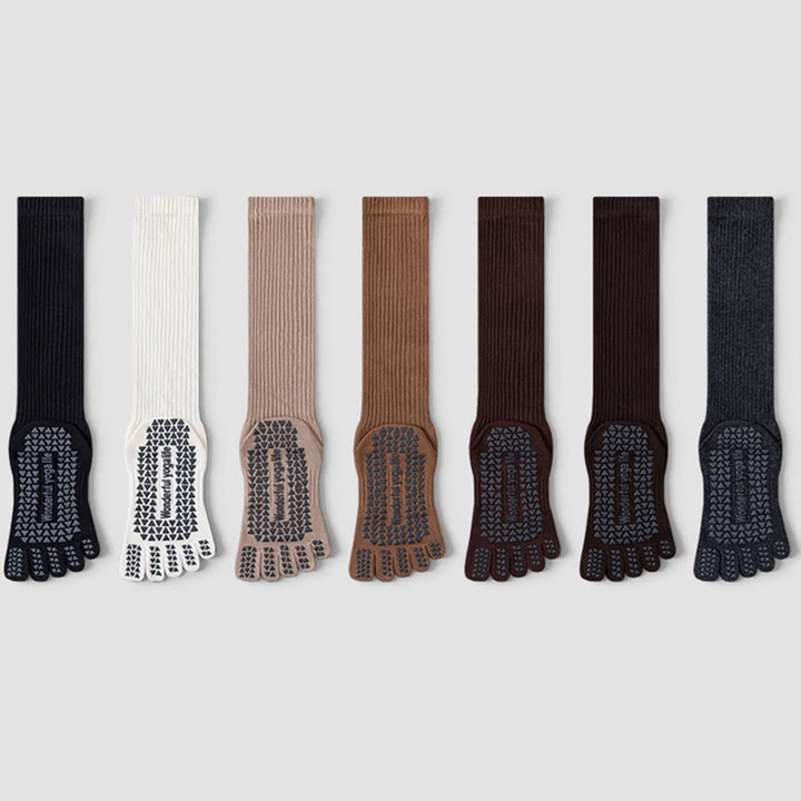 Olivenorma Mid-Calf Five-Toe Breathable Cotton Anti-Slip Grip Hygienic Comfort Women's Yoga Socks - image 13
