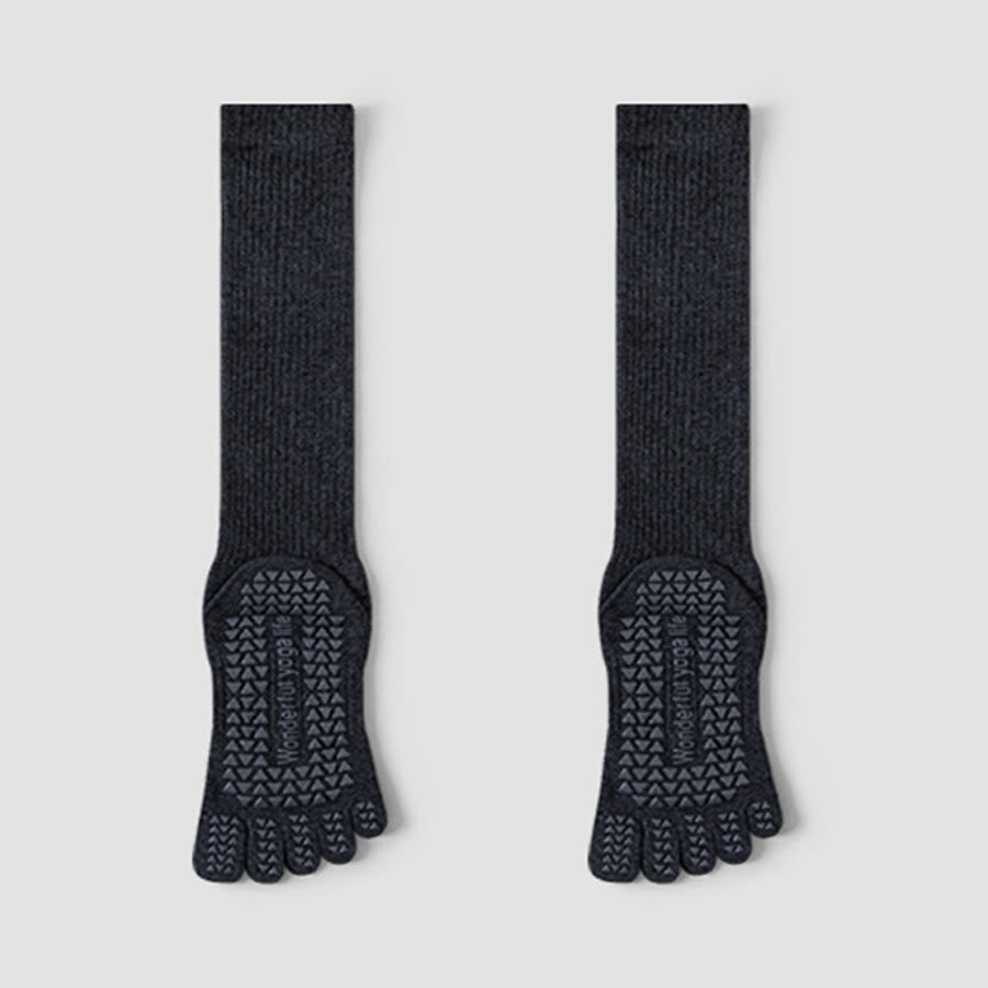 Olivenorma Mid-Calf Five-Toe Breathable Cotton Anti-Slip Grip Hygienic Comfort Women's Yoga Socks - Gray - 10 Pairs - image 11