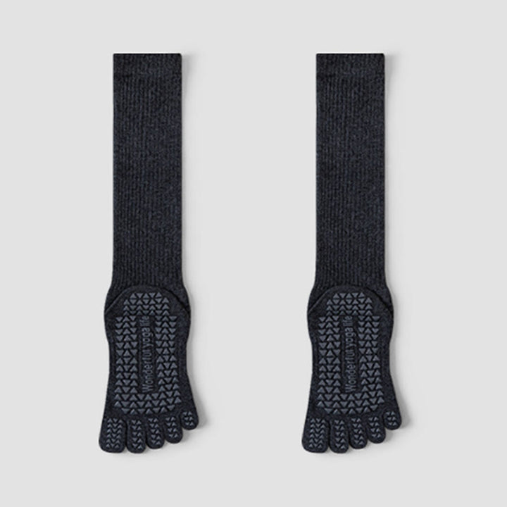 Olivenorma Mid-Calf Five-Toe Breathable Cotton Anti-Slip Grip Hygienic Comfort Women's Yoga Socks - Gray - 10 Pairs - image 11