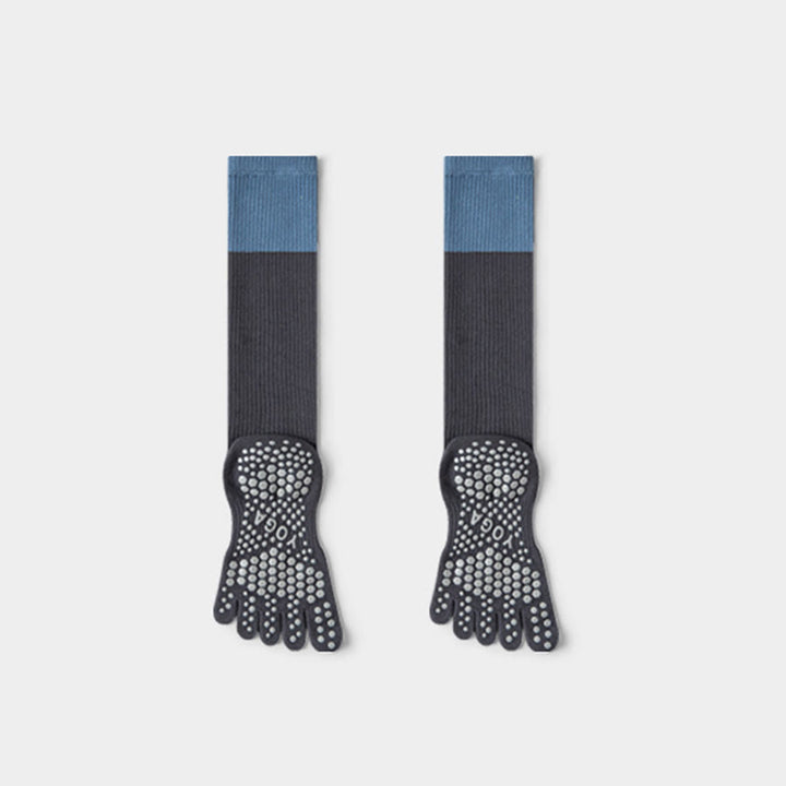 Olivenorma Long Compression Five-Toe Cotton Grip Socks Supportive Breathable Pilates Barre Women's Yoga Socks - Gray - 10 Pairs - image 3