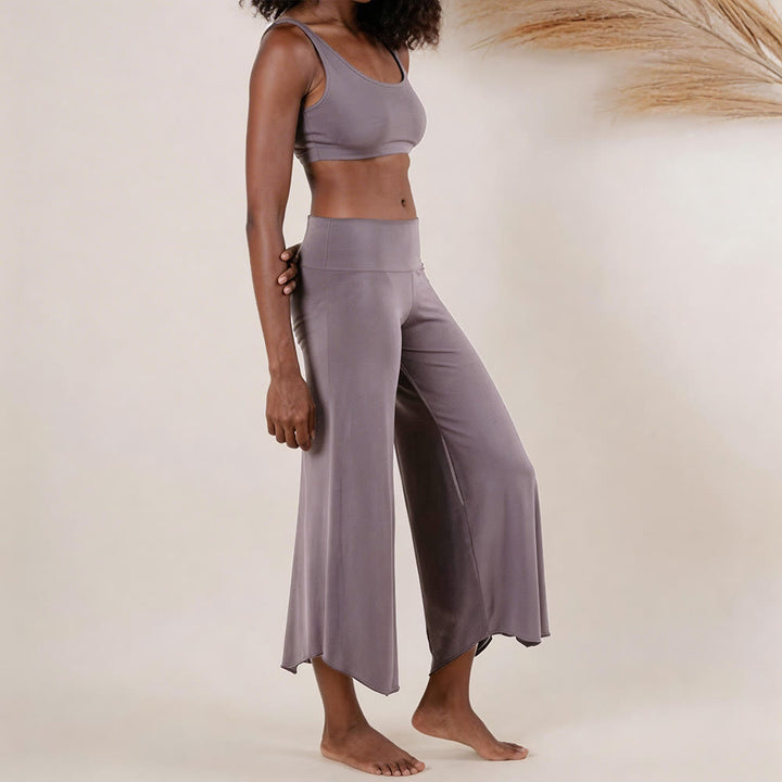 Olivenorma High-Waist Cropped Yoga Pants Plain Color Stretchy For Active & Lounge Wear Women's Flare Pants - image 4