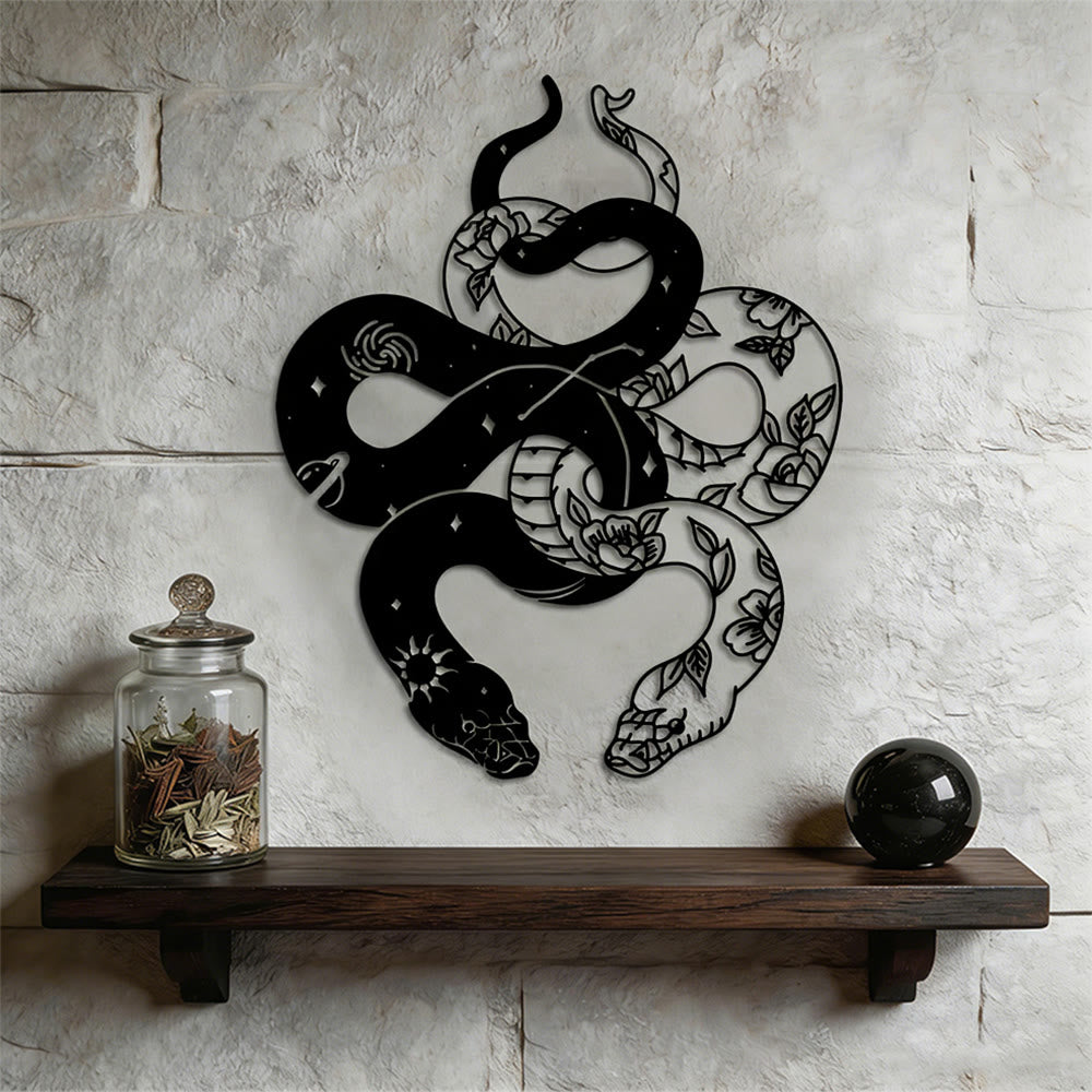 Olivenorma Twin Serpents Floral Metal Wall Decor - Dual Serpents - image 0