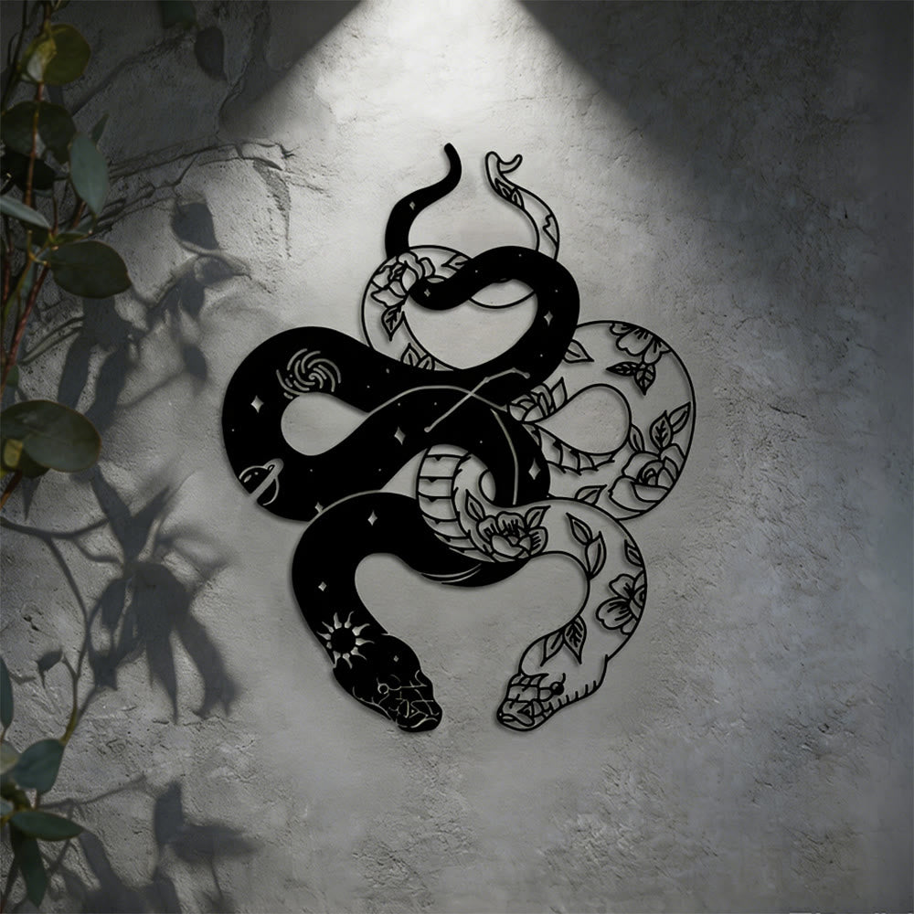 Olivenorma Twin Serpents Floral Metal Wall Decor - image 3