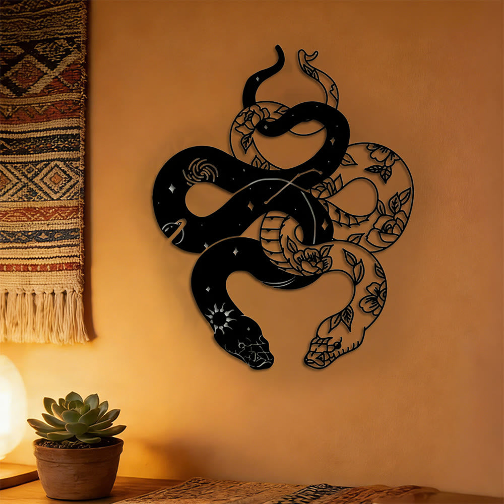 Olivenorma Twin Serpents Floral Metal Wall Decor - image 4