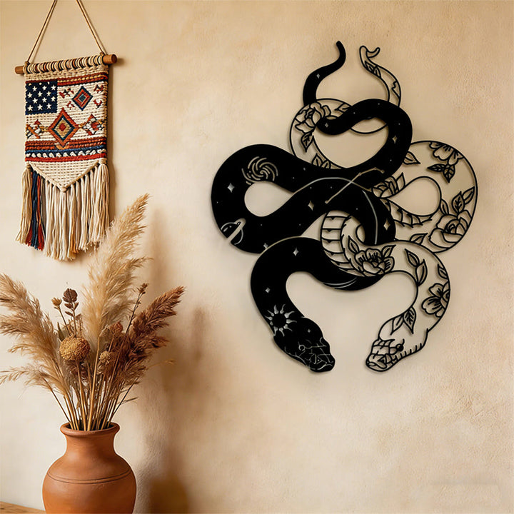 Olivenorma Twin Serpents Floral Metal Wall Decor - image 5