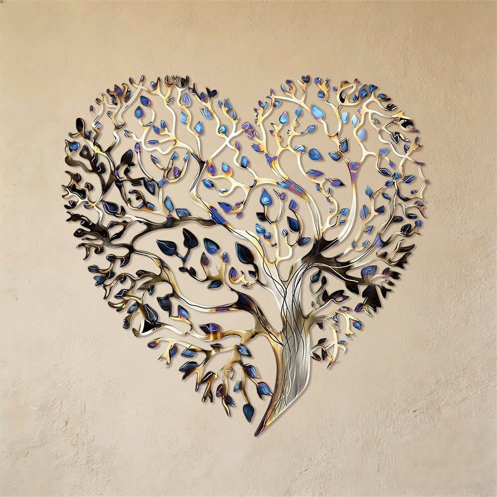 Olivenorma Heart Shaped Tree Of Life Metal Wall Decor - Bohemian Artisan - 38cm*38cm*1.2mm - image 0
