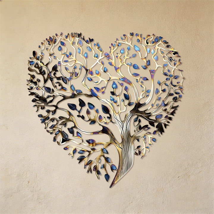 Olivenorma Heart Shaped Tree Of Life Metal Wall Decor - Bohemian Artisan - 38cm*38cm*1.2mm - image 0