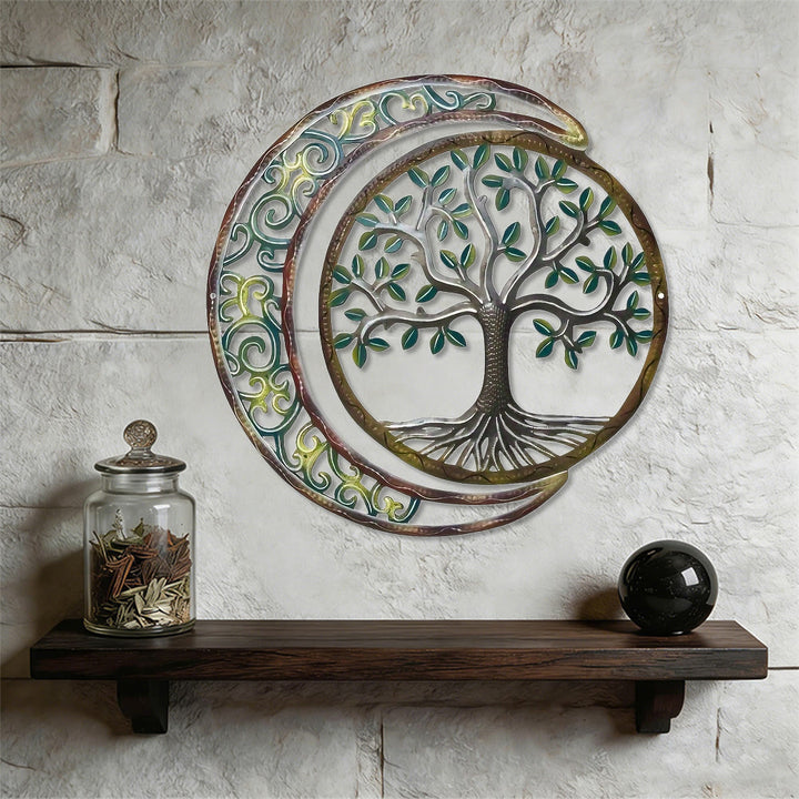 Olivenorma Crescent Moon Tree Of Life Metal Wall Decor - Celestial Boho - image 0