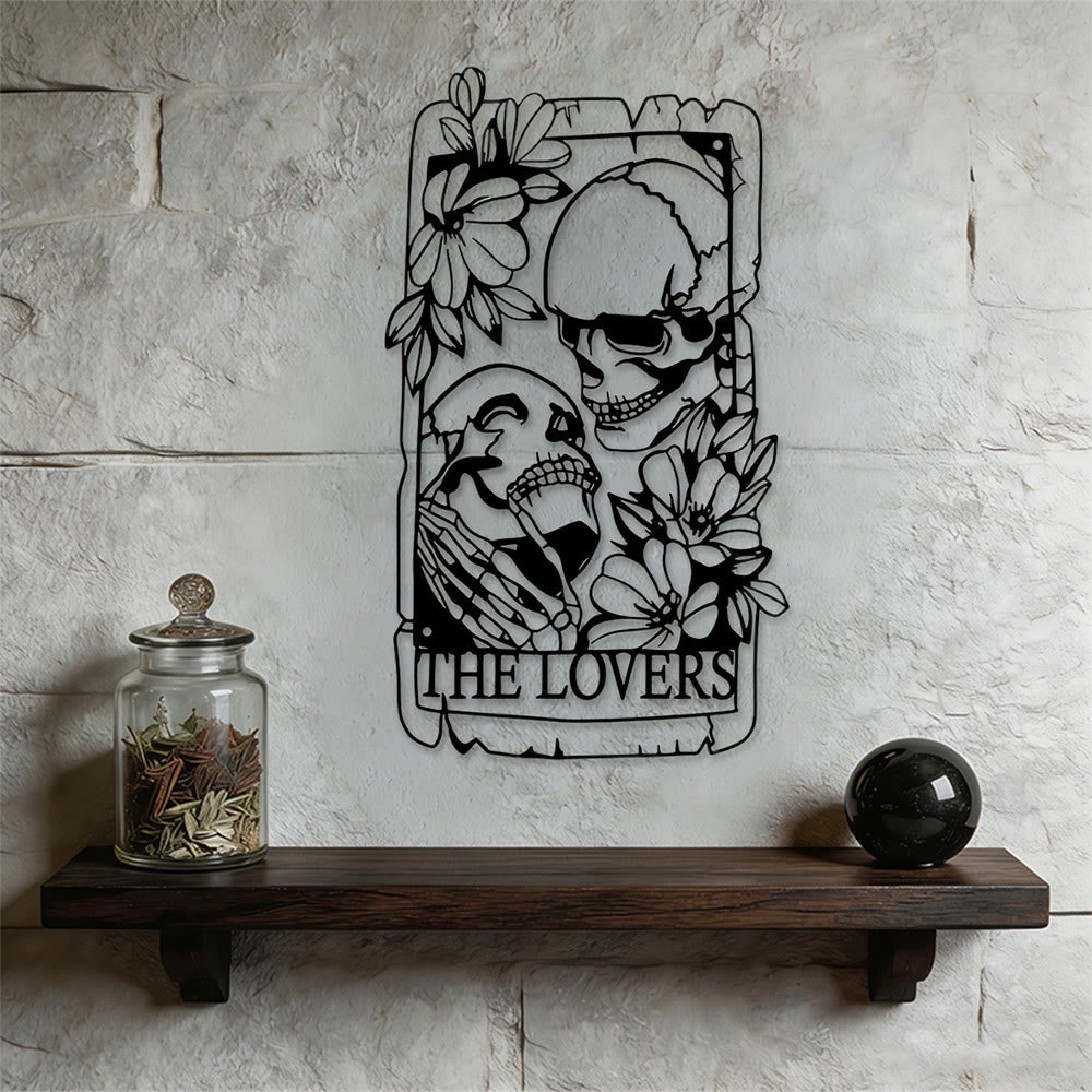 Olivenorma The Lovers Tarot Skeleton Metal Wall Decor - Goth Boho - image 0