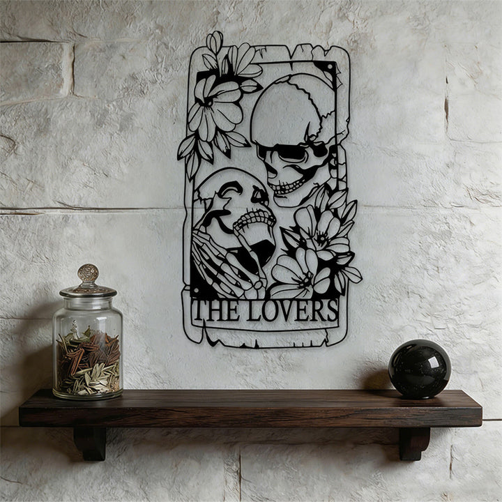 Olivenorma The Lovers Tarot Skeleton Metal Wall Decor - Goth Boho - image 0