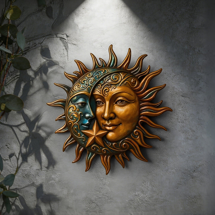 Olivenorma Sun Moon Face Celestial Metal Wall Decor - image 2