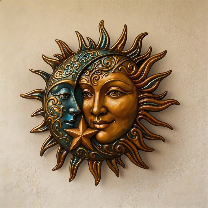 Olivenorma Sun Moon Face Celestial Metal Wall Decor - image 3