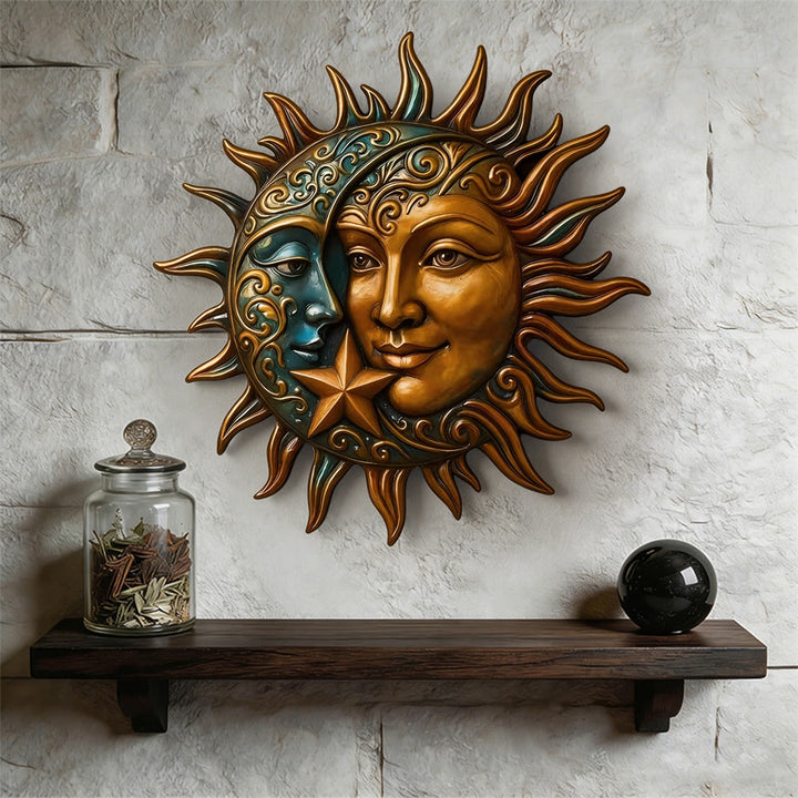 Olivenorma Sun Moon Face Celestial Metal Wall Decor - image 4