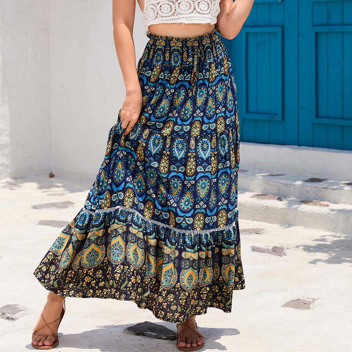 Olivenorma Bohemian Paisley Print High Waist Tiered Maxi Women's Dress - image 11