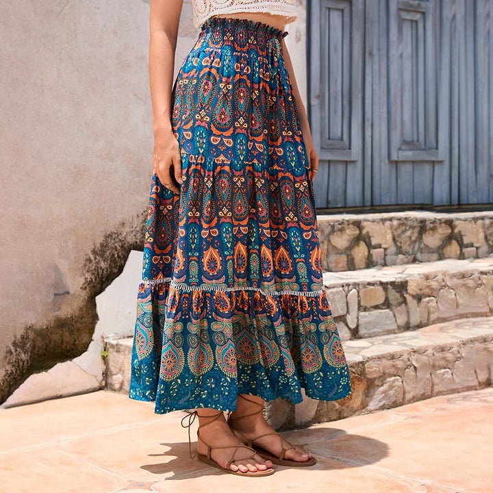 Olivenorma Bohemian Paisley Print High Waist Tiered Maxi Women's Dress - image 2
