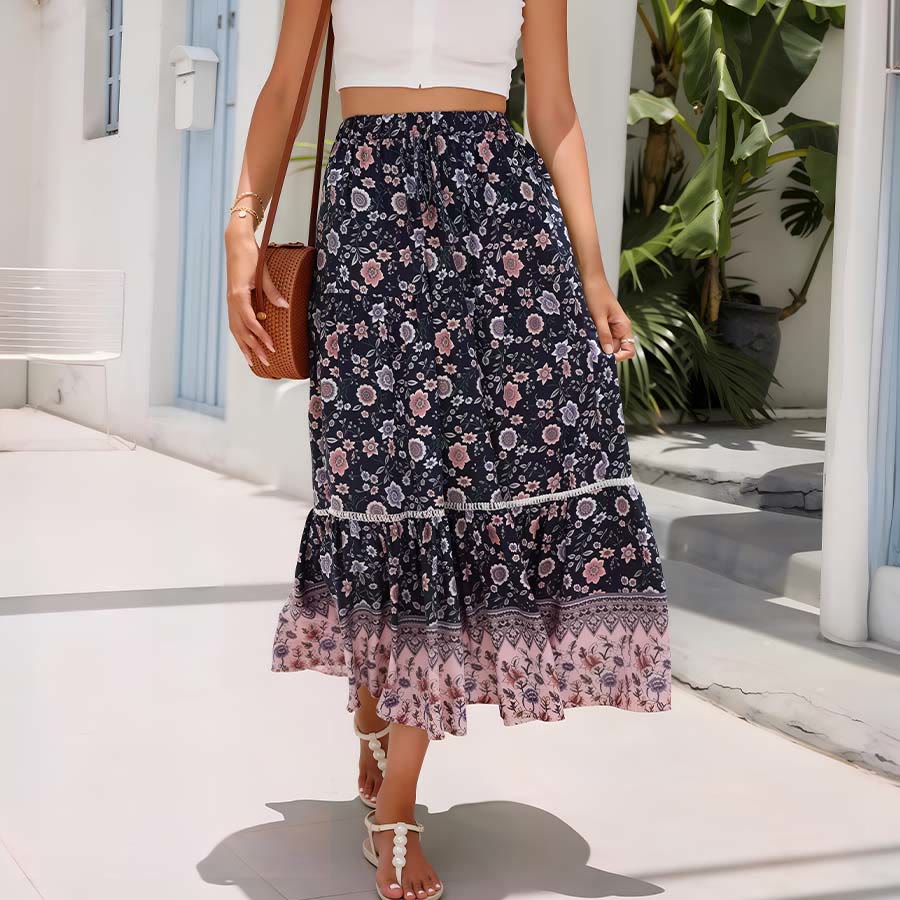 Olivenorma Bohemian Floral Print High Waist Tiered Maxi Women's Dress - image 13