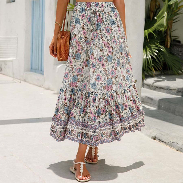 Olivenorma Bohemian Floral Print High Waist Tiered Maxi Women's Dress - image 21