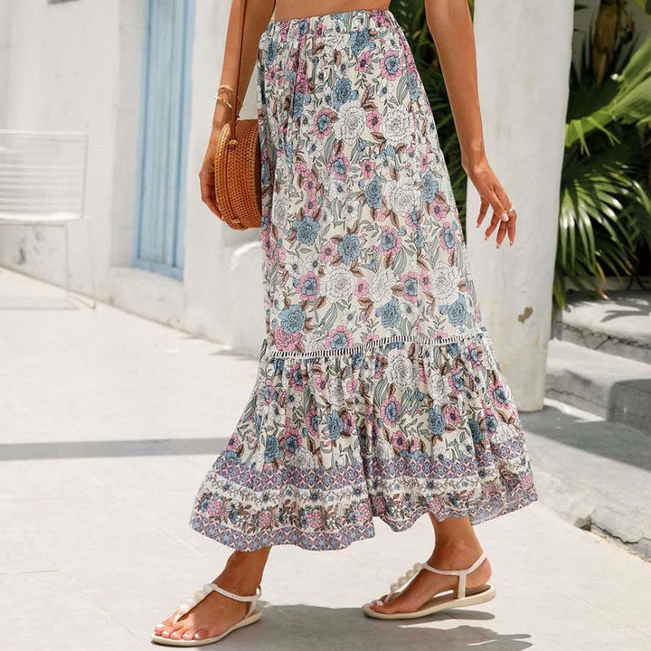 Olivenorma Bohemian Floral Print High Waist Tiered Maxi Women's Dress - image 19