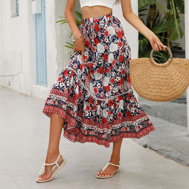 Olivenorma Bohemian Floral Print High Waist Tiered Maxi Women's Dress - image 11