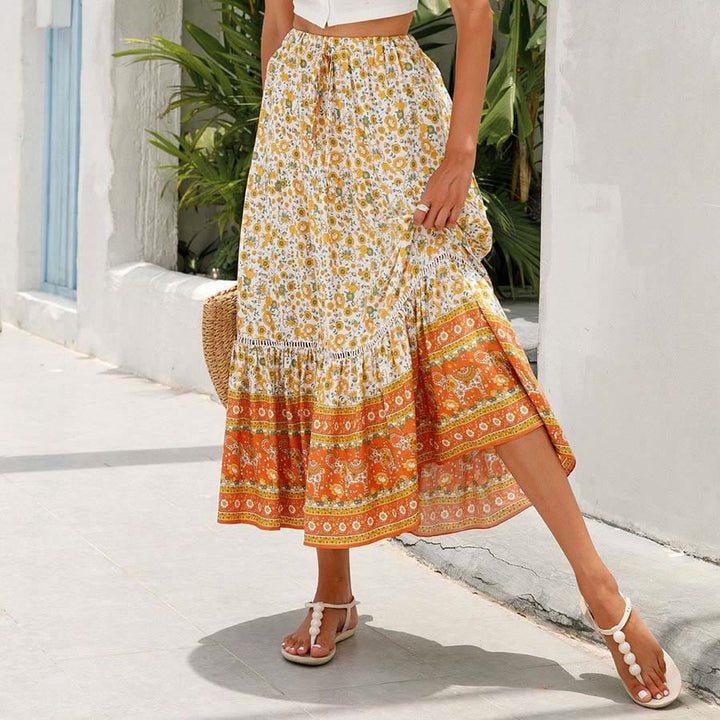 Olivenorma Bohemian Floral Print High Waist Tiered Maxi Women's Dress - image 4