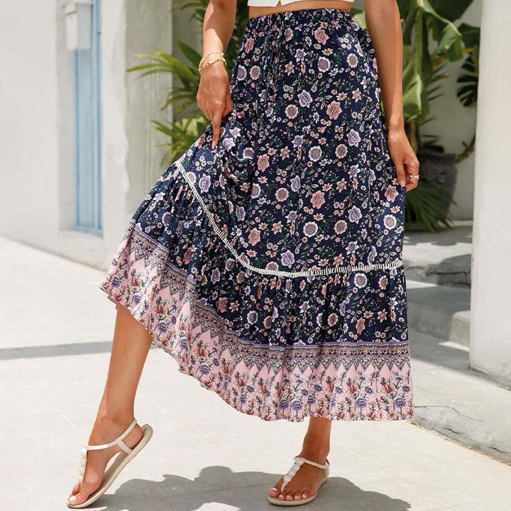 Olivenorma Bohemian Floral Print High Waist Tiered Maxi Women's Dress - image 17