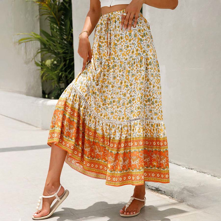 Olivenorma Bohemian Floral Print High Waist Tiered Maxi Women's Dress - image 5