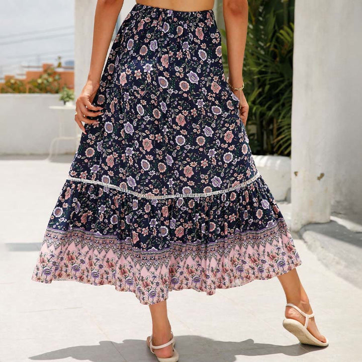 Olivenorma Bohemian Floral Print High Waist Tiered Maxi Women's Dress - image 15