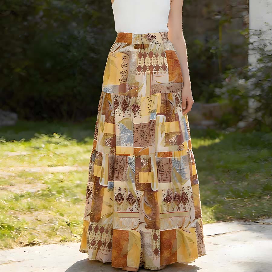 Olivenorma Boho Patchwork High Waist Maxi Women's Dress - image 2