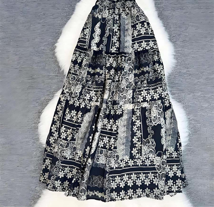 Olivenorma Boho Patchwork High Waist Maxi Women's Dress - Black - image 23