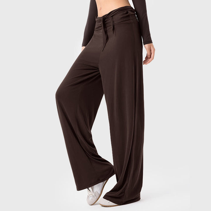 Olivenorma Wide Leg High Waist Tie Waist Long Women's Yoga Pants - Espresso - XL - image 4