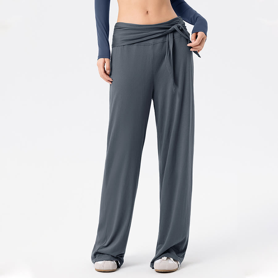 Olivenorma Wide Leg High Waist Tie Waist Long Women's Yoga Pants - image 3