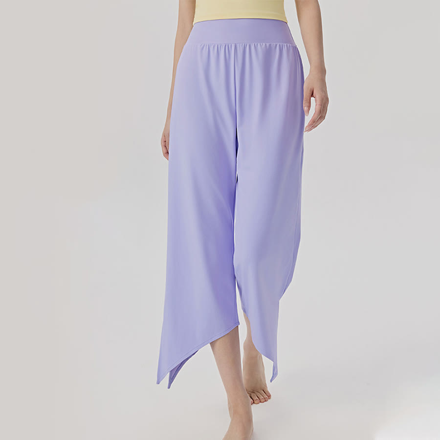 Olivenorma Wide Leg High Waist Asymmetrical Cropped Women's Yoga Pants - Bright Blue-Violet - XL - image 0
