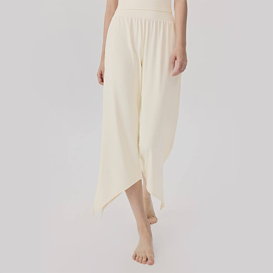 Olivenorma Wide Leg High Waist Asymmetrical Cropped Women's Yoga Pants - Coconut Milk White - XL - image 7