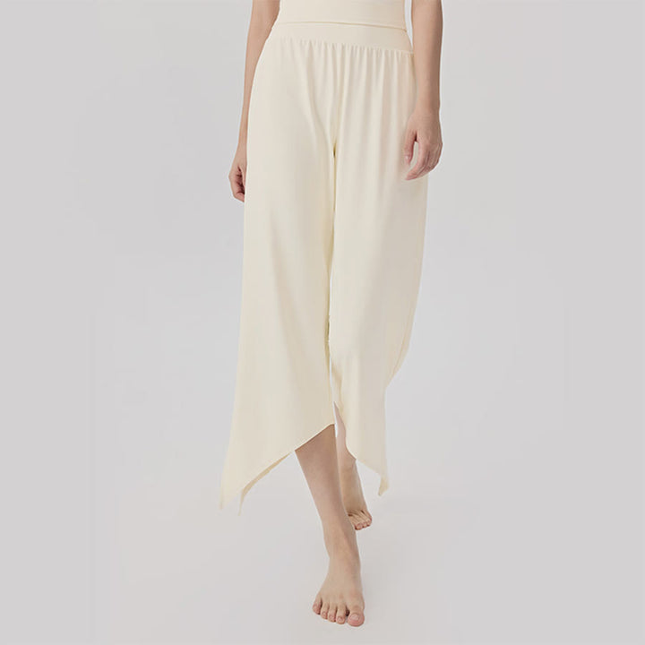 Olivenorma Wide Leg High Waist Asymmetrical Cropped Women's Yoga Pants - Coconut Milk White - XL - image 7