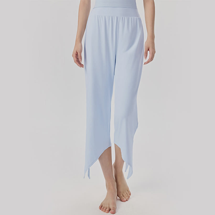 Olivenorma Wide Leg High Waist Asymmetrical Cropped Women's Yoga Pants - Blue - XL - image 4