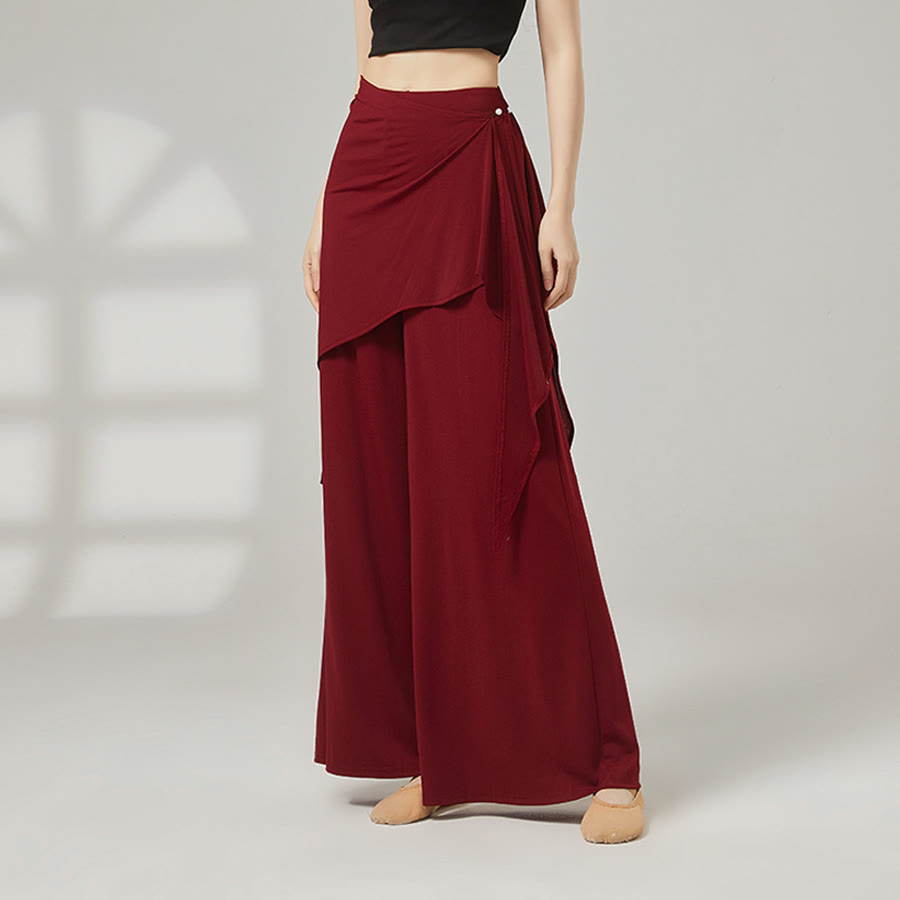 Olivenorma Wide Leg High Waist Wrap Skirted Long Women's Yoga Pants - Bayberry Red - XL - image 12