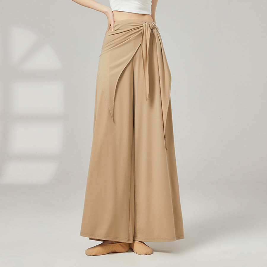 Olivenorma Wide Leg High Waist Wrap Skirted Long Women's Yoga Pants - Dune Khaki - XL - image 11