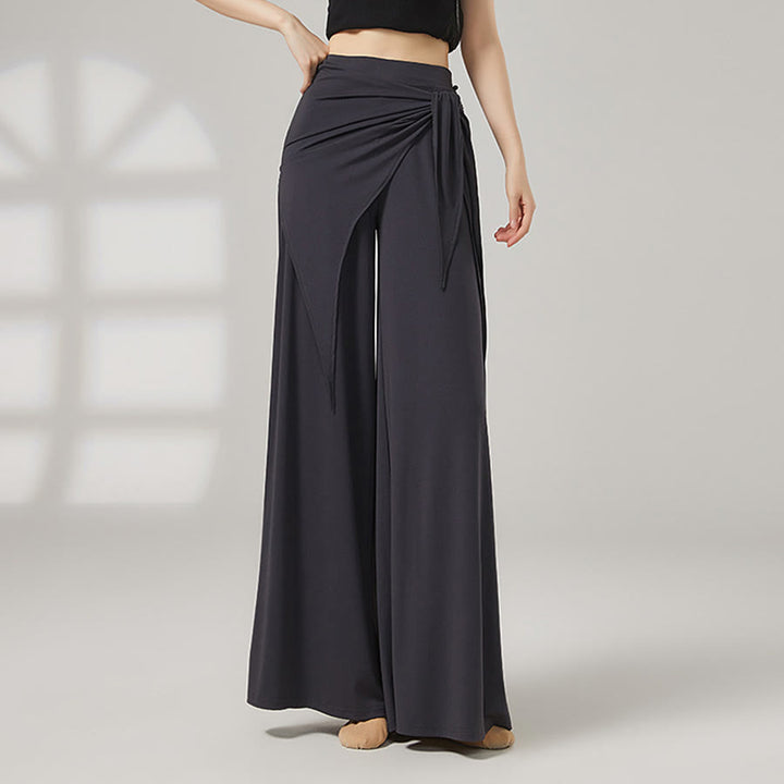 Olivenorma Wide Leg High Waist Wrap Skirted Long Women's Yoga Pants - Charcoal Gray - XL - image 10