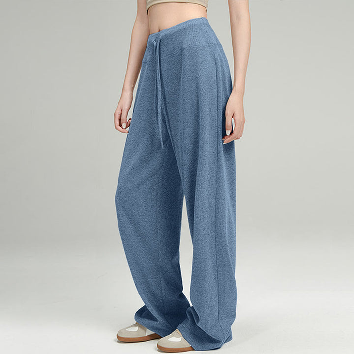 Olivenorma Wide Leg High Waist Drawstring Long Women's  Pants - Blue - XL - image 0