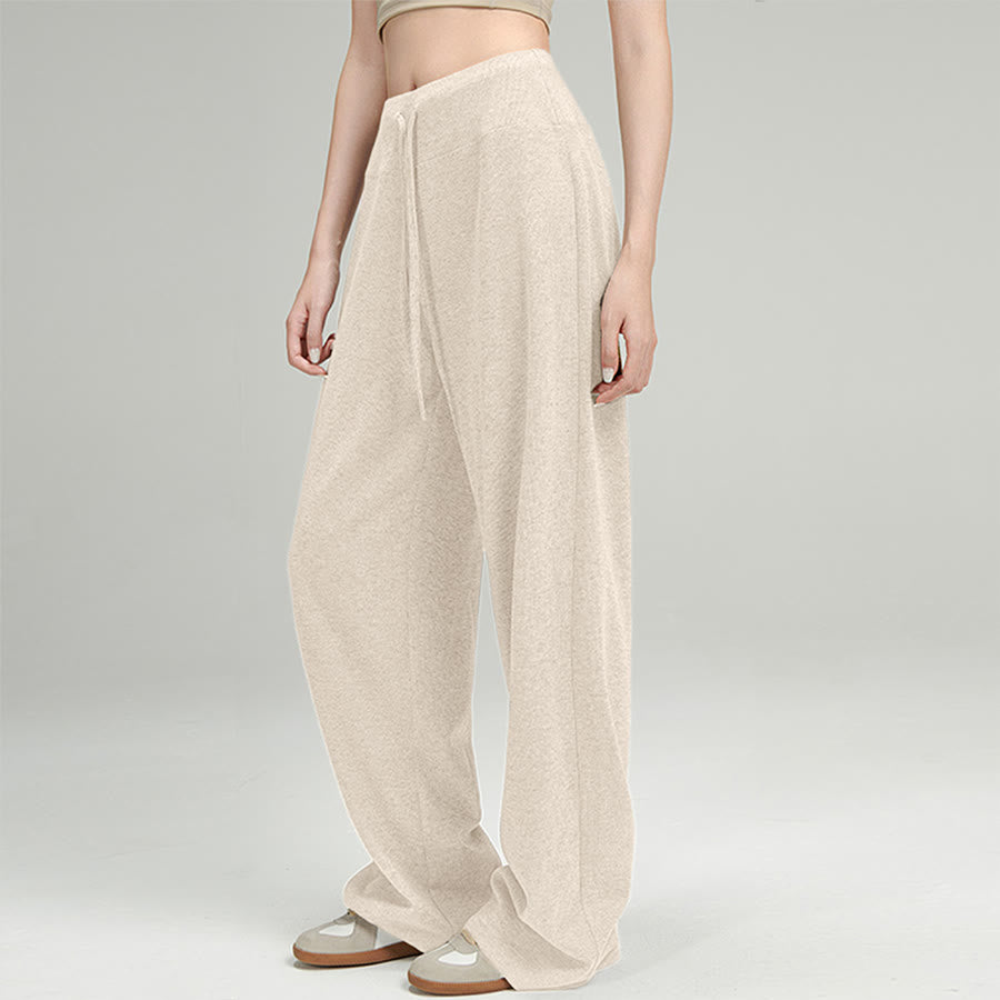 Olivenorma Wide Leg High Waist Drawstring Long Women's  Pants - Creamy Apricot - XL - image 4