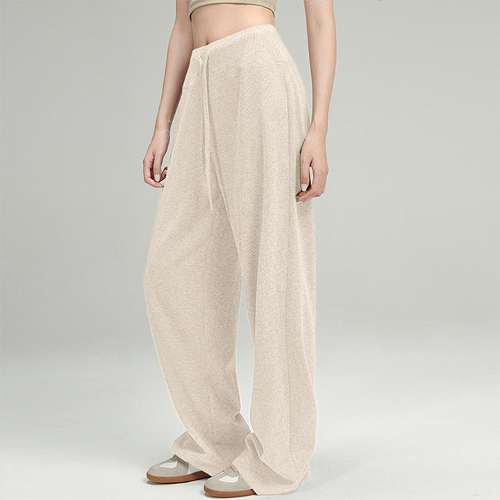 Olivenorma Wide Leg High Waist Drawstring Long Women's  Pants - Creamy Apricot - XL - image 4