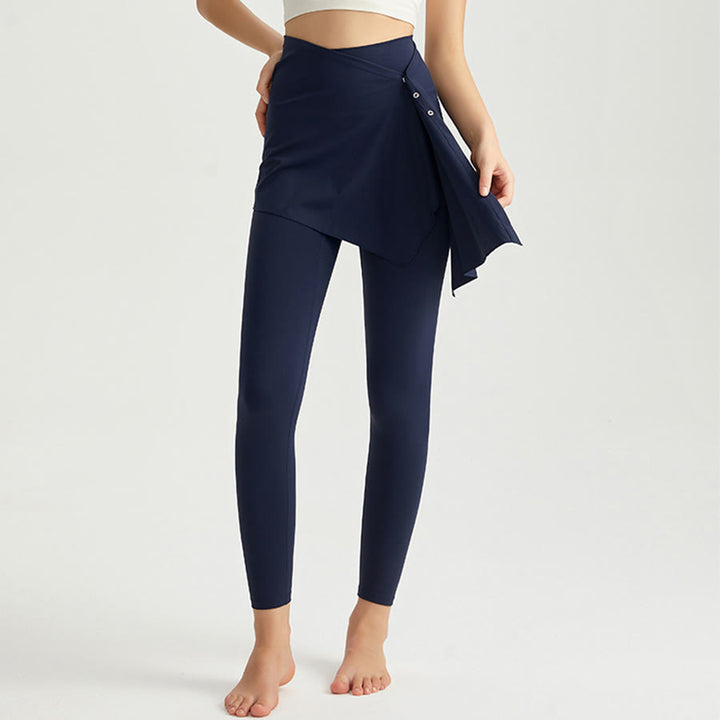 Olivenorma Skinny High Waist Wrap Skirted Long Women's Yoga Pants - Navy Blue - XXL - image 9