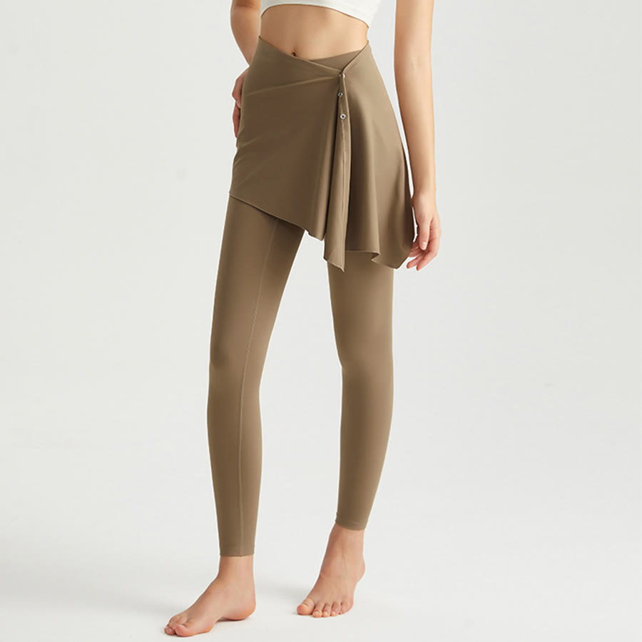 Olivenorma Skinny High Waist Wrap Skirted Long Women's Yoga Pants - Cocoa - XXL - image 8